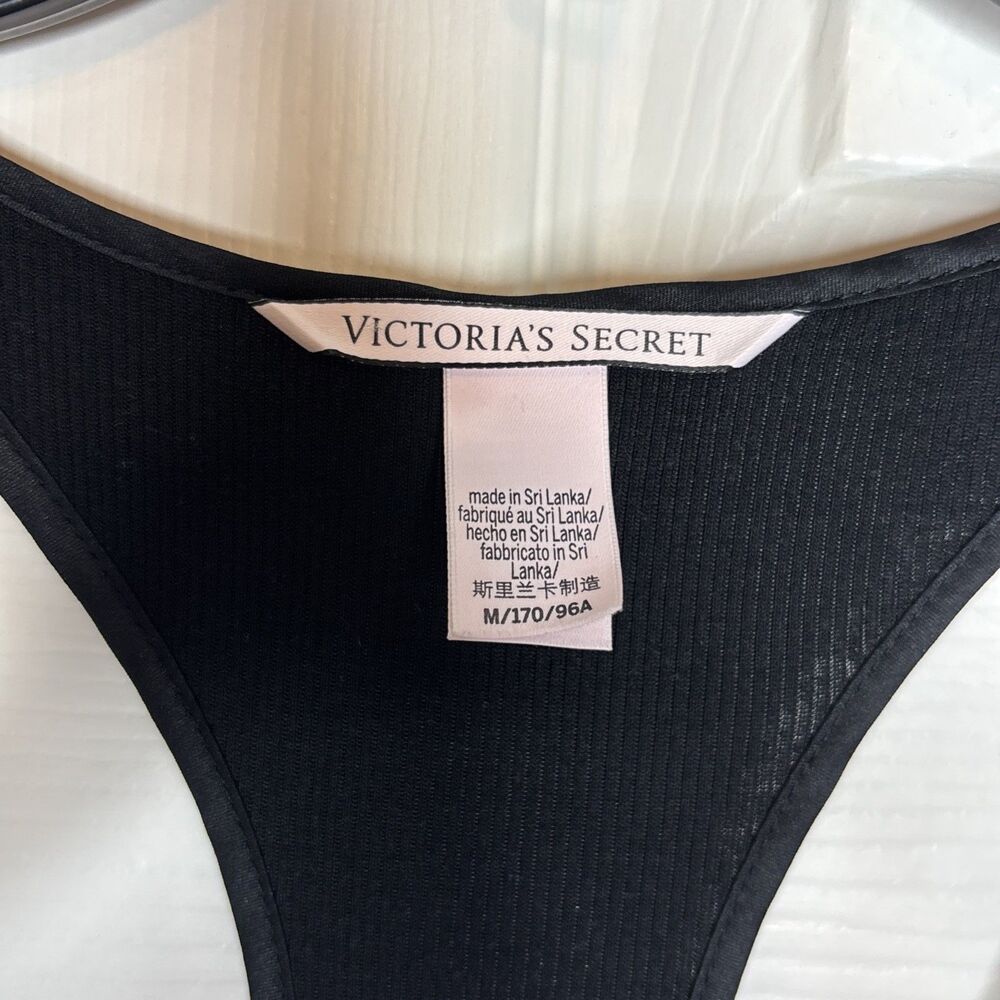 Victoria’s Secret M Tank Top Black Racerback Red Bow Detail Lounge Sleepwear - Picture 2 of 6